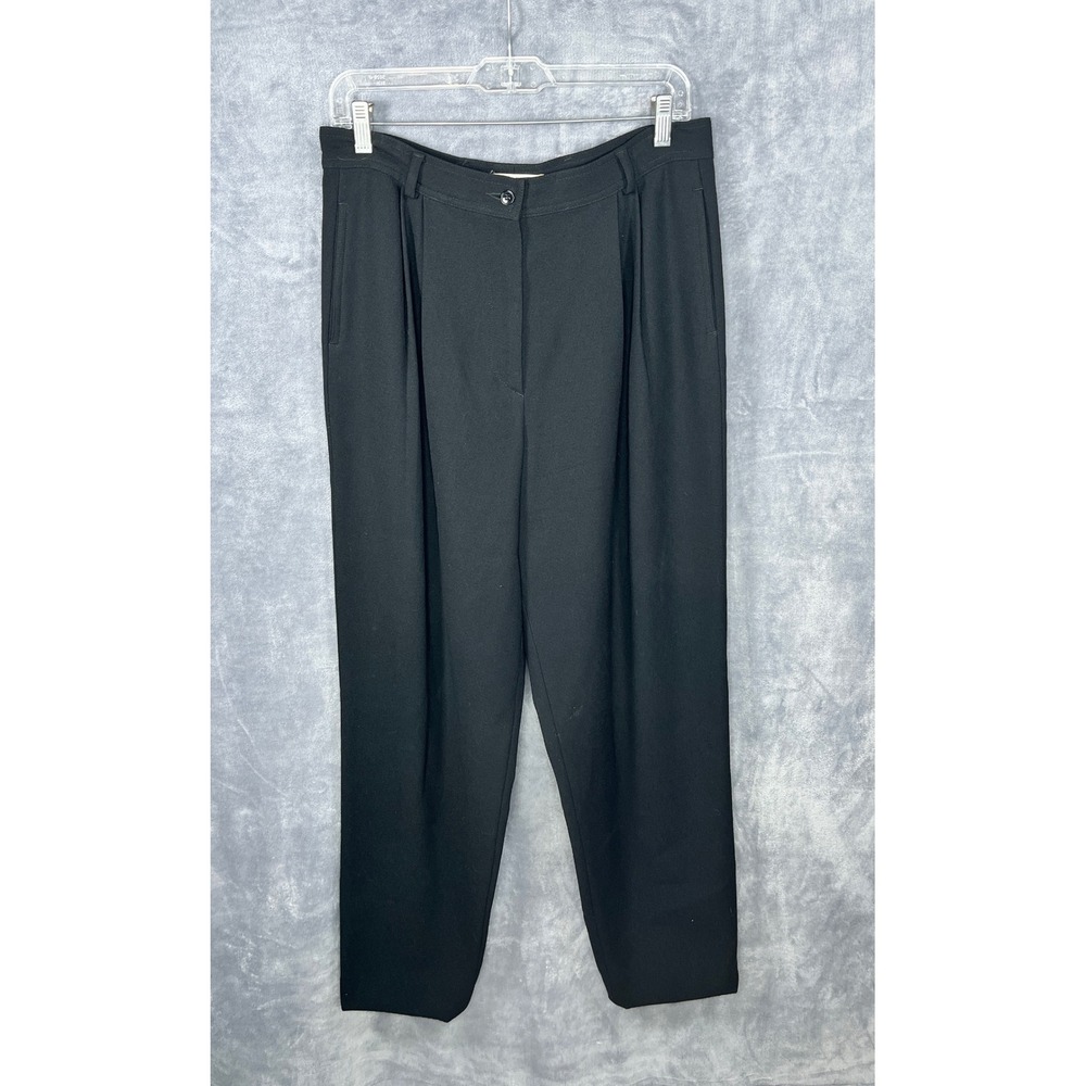 Valentino Miss V Wool Dress Pants Pleated High Waist Black‎ Size 48 Vintage